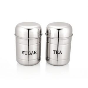 AAGAM HOUSEWARE MIDDLE RIPPED CANISTER TEA AND SUGAR | MISC | CANISTER,BOX,DABBA |  | 2 PCS SET