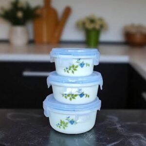 OLAPWARE STORAGE CONTAINER | CELLO | BOWL,GLASS |  | 3 PCS SET DIANTY BLUE