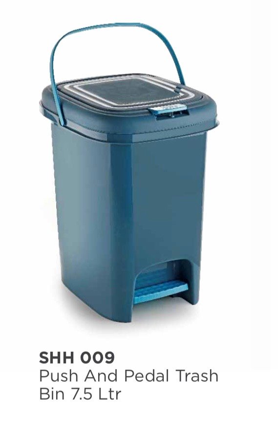 PUSH AND PEDAL TRASH BIN | CRYSTAL | CLEANING,DUSTBIN | SHH009 | 7.5 LT
