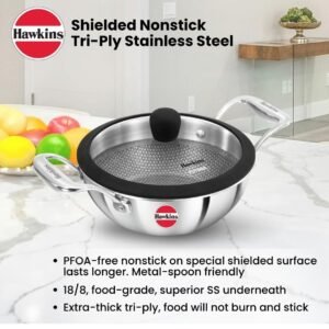 PRO TRIPLY SS DEEP FRY PAN WITH GLASS LID | HAWKINS | PAN | PSNK35G | 26 CM 3.5 LT